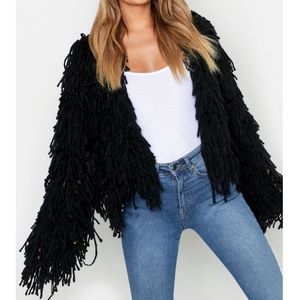 Boohoo Shaggy Knit Cardigan
